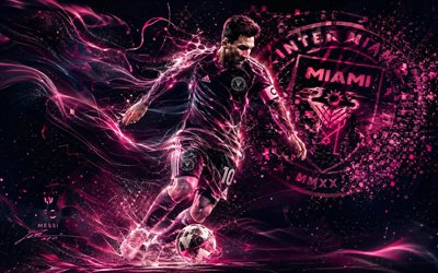 lionel messi, 4k, pembe siyah arka plan, inter miami cf, mls, arjantinli futbolcular, hayran sanatı, lionel messi'nin 4k'si, futbol, inter miami logosu, inter miami, leo messi, major league soccer, lionel messi inter miami