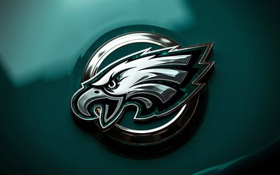 Philadelphia Eagles crystal logo, 4k, turquoise metal background, crystal art, Philadelphia Eagles crystal emblem, USA, Philadelphia Eagles, American football, Philadelphia Eagles logo, NFL