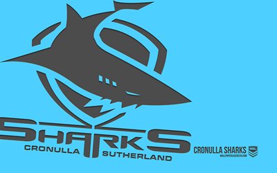 cronulla sutherland sharks logo, 4k, blauer hintergrund, carbon kunst, nrl, cronulla sutherland sharks emblem, australisches rugby team, australien, cronulla sutherland haie, rugby