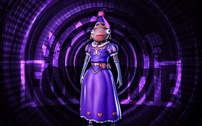 princesa felicity peixe de verão fortnite, 4k, fundo espiral violeta, fortnite, criativo, pele de peixe princesa felicity de verão, pele de peixe felicity princesa de verão fortnite, peixe princesa felicity de verão, personagens fortnite