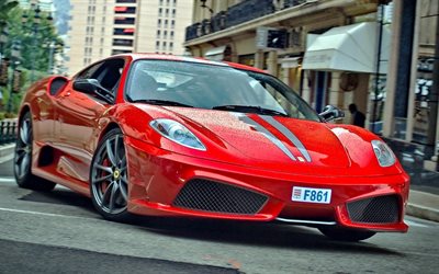 road, supercars, 2015, Ferrari F430, movement, red ferrari