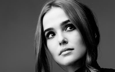 Zoey Deutch, actress girls, blonde, face, beauty, black and white photo