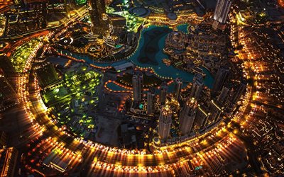 emirados árabes unidos, arranha-céu, noite, dubai, burj khalifa