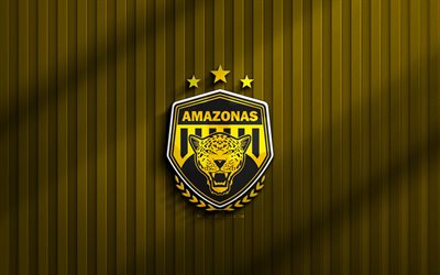 4k, logotipo de amazonas fc 3d, serie brasileña b, fondo 3d amarillo, fútbol, amazonas fc emblema, logotipo de amazonas fc, amazonas fc, fútbol americano, club de fútbol brasileño, amazonas