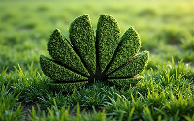 huawei  logo valmistettu vihreästä ruohosta, 4k, huawei  tunnus, luonnon tausta, huawei  logo, huawei grass  logo, huawei  merkki, 3d  taide, huawei