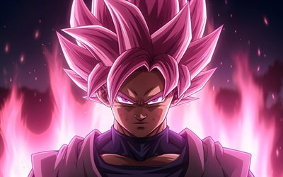 4k, سوبر سايان روز, نيران النار الأرجواني, عن قرب, black goku dragon ball, supa saiya jin roze, dragon ball super, خصم, كرة التنين, ابن جوكو الأسود, dbs, أحرف dbs, جوكو بوراكو, أسود جوكو dbs, بلاك جوكو