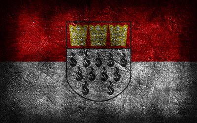 4k, Cologne flag, German cities, stone texture, Flag of Cologne, stone background, Day of Cologne, grunge art, German national symbols, Cologne, Germany