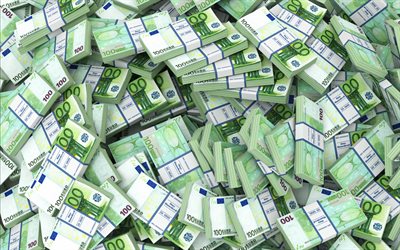4k, पैसे के बंडल, 100 यूरो के बैंकनोट, 3डी कला, यूरो के बंडल, मुद्रा संकेत, रचनात्मक, व्यापार अवधारणा, यूरो, वित्त, बैंक नोट, पैसे बनाना, बैंकनोटों के बंडल, वित्तीय अवधारणाएं