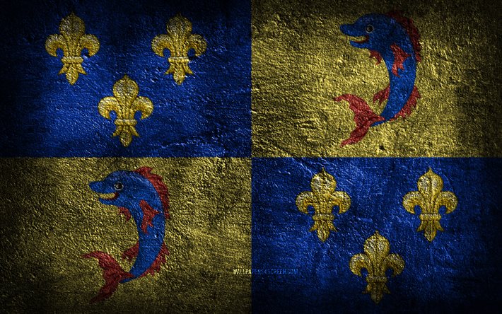 4k, ドフィネの旗, フランスの州, 石のテクスチャ, 石の背景, ドフィネの日, グランジアート, ドフィネ県, フランスの国のシンボル, ドフィネ, フランス