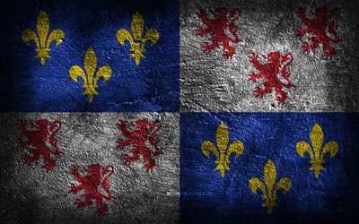 4k, Picardy flag, French province, stone texture, Flag of Picardy, stone background, Provinces of France, Day of Picardy, grunge art, Picardy province, French national symbols, Picardy, France