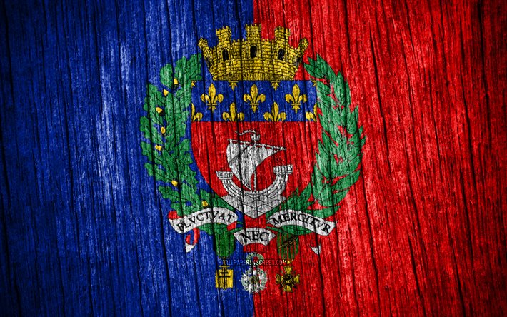 4k, bandera de parís, día de parís, ciudades francesas, banderas de textura de madera, ciudades de francia, parís, francia