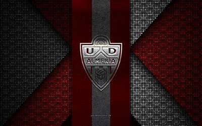 UD Almeria, La Liga, red knitted texture, UD Almeria logo, Spanish football club, UD Almeria emblem, football, Almeria, Spain