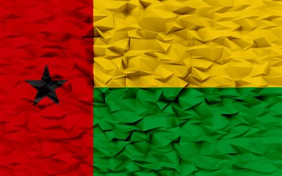 기니비사우의 국기, 4k, 3d 다각형 배경, 기니비사우 국기, 3d 다각형 텍스처, 기니비사우의 날, 3차원, 기니비사우 깃발, 기니비사우 국가 상징, 3d 아트, 기니비사우