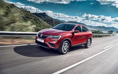 Renault Arkana, front view, exterior, coupe crossover, red Renault Arkana, French cars, red Arkana 2021, Renault