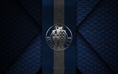 Getafe CF, La Liga, blue white knitted texture, Getafe CF logo, Spanish football club, Getafe CF emblem, football, Getafe, Spain