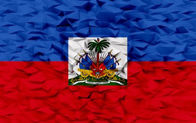 Flag of Haiti, 4k, 3d polygon background, Haiti flag, 3d polygon texture, Day of Haiti, 3d Haiti flag, Haiti national symbols, 3d art, Haiti