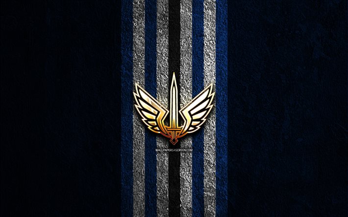 شعار st louis battlehawks الذهبي, 4k, الحجر الأزرق الخلفية, xls, فريق كرة القدم الأمريكية, شعار st louis battlehawks, كرة القدم الأمريكية, سانت لويس باتل هوك