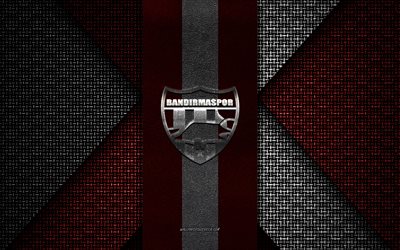 bandirmaspor, tff first league, rot-weiße strickstruktur, 1 lig, bandirmaspor-logo, türkischer fußballverein, bandirmaspor-emblem, fußball, bandirma, türkei