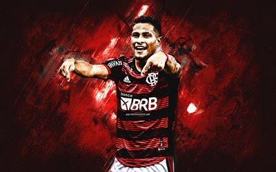 Joao Gomes, Flamengo, Brazilian football player, midfielder, red stone background, Brazilian Serie A, football, Brazil