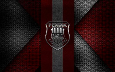 Pendikspor, TFF First League, red and white knitted texture, 1 Lig, Pendikspor logo, Turkish football club, Pendikspor emblem, football, Pendik, Turkey