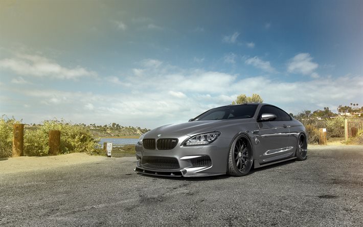 BMW M6, F13, exterior, front view, matt gray coupe, matt gray BMW M6, F13 tuning, BMW F13, BMW M6 tuning, German cars, BMW