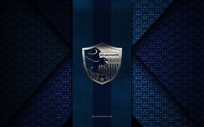 erzurum bb, tff first league, blå stickad textur, 1 lig, erzurum bb-logotyp, turkisk fotbollsklubb, erzurum bb-emblem, fotboll, erzurum, turkiet