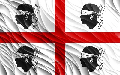 4k, Sardinia flag, wavy 3D flags, italian regions, flag of Sardinia, Day of Sardinia, 3D waves, Europe, Regions of Italy, Sardinia