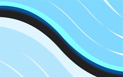 vagues abstraites bleues, 4k, minimal, courbes bleues, arrière-plans ondulés bleus, géométrie, lignes de vagues bleues, courbes, minimalisme des vagues, vagues abstraites