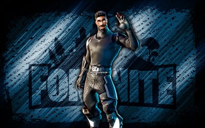 Nite Gunner Fortnite, 4k, blue diagonal background, grunge art, Fortnite, artwork, Nite Gunner Skin, Fortnite characters, Nite Gunner, Fortnite Nite Gunner Skin