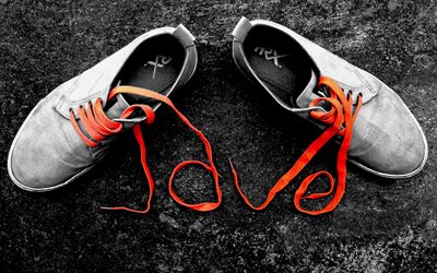 rojo cordones, zapatos, la situación, el amor