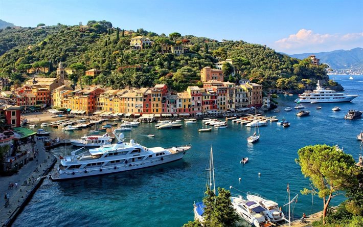 région de gênes, beaux yachts, promenade, italie