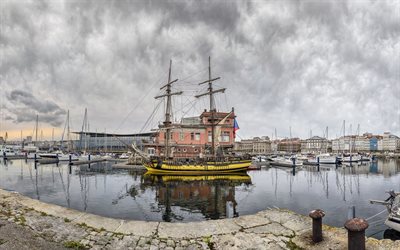 la coruna, sailboat, the harbour, spain
