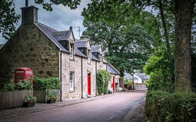 casa de piedra, la valla, la aldea de cawdor, escocia