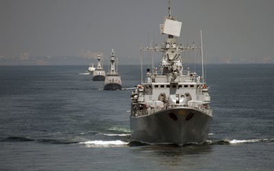 övningar, hav, fregatt, hetman sahaidachny, den ukrainska flottan, ukraina