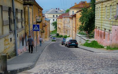 paralelepípedos, bairro antigo, lviv