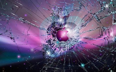 kırık ekran, logo, apple