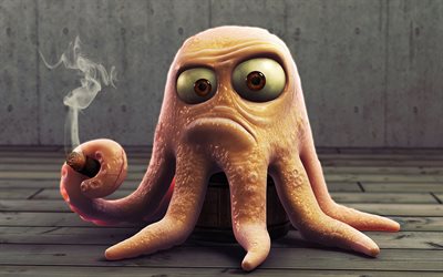 cigar, octopus, barrel