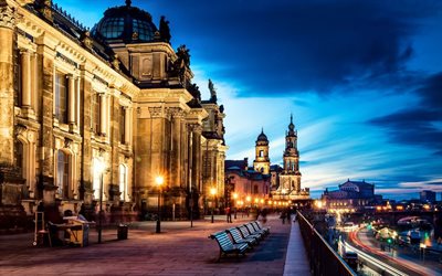 dawn, the old district, altstadt, the city, dresden, saxony
