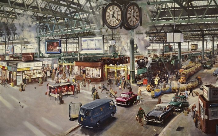british artist, london, 1967, terence cuneo, canvas, oil
