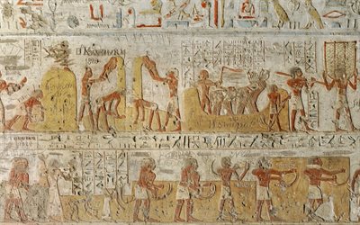 el moalla, la pintura de la pared, petroglifos, egipto