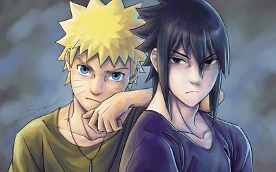 Naruto Uzumaki, characters, Sasuke Uchiha, manga, Naruto