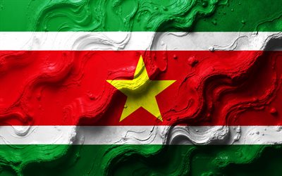 bandera de surinam, 4k, textura de onda de piedra, bandera 3d suriname, sudamerica, banderas de los países de américa del sur, surinam