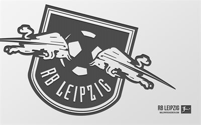 rb leipzig logosu, 4k, beyaz arka plan, karbon sanatı, rb leipzig amblemi, alman futbol kulübü, bundesliga, almanya, futbol, rb leipzig