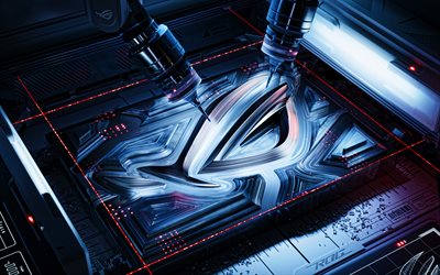 logo rog abstract, 4k, asus tuf gaming, microcircuits, technologies, république des joueurs, créatif, logo de la république des joueurs, marques, logo rog, rog, asus