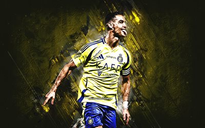 Cristiano Ronaldo, CR7, Al Nassr FC, yellow stone background, grunge art, portuguese footballer, Saudi Arabia, Saudi Pro League, Ronaldo Al Nassr