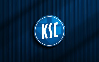 4k, Karlsruher SC 3D logo, 2 Bundesliga, blue 3D background, soccer, Karlsruher SC emblem, Karlsruher SC logo, Karlsruher SC, football, german football club, Karlsruher FC