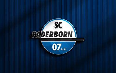 4k, SC Paderborn 07 3D logo, 2 Bundesliga, blue 3D background, soccer, SC Paderborn 07 emblem, SC Paderborn 07 logo, SC Paderborn 07, football, german football club, Paderborn FC