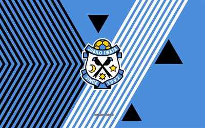 logotipo de júbilo iwata, 4k, equipo de fútbol japonés, fondo de líneas negras azules, júbilo iwata, liga j2, japón, arte lineal, emblema de júbilo iwata, fútbol americano