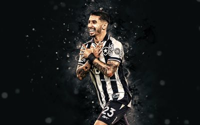 Santiago Rodriguez, 4k, white neon lights, Botafogo, Brazilian Serie A, Uruguayan footballers, Santiago Rodriguez 4K, football, soccer, Botafogo FC, Santiago Rodriguez Botafogo