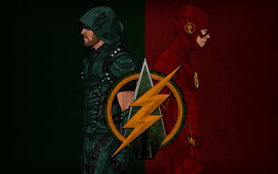 Arrow, Flash, supereroi, 4k, arte